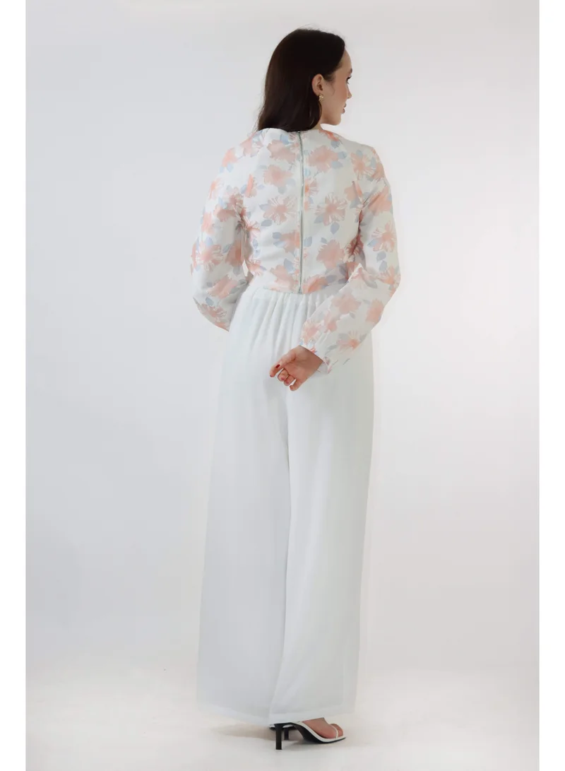 توترندس توب بأكمام طويلة بتفاصيل طبعات ورد